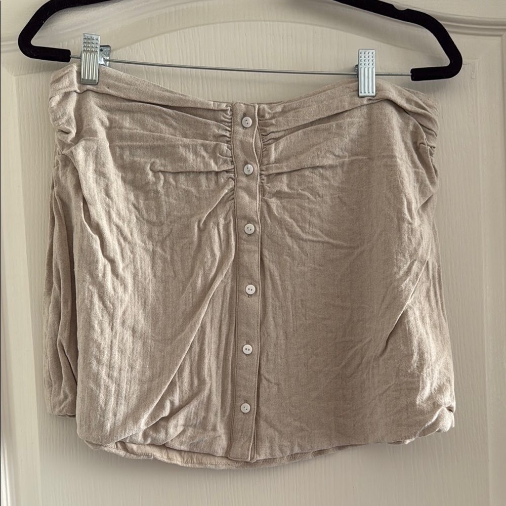 House of CB Tan Cream Bubble Mini Skirt